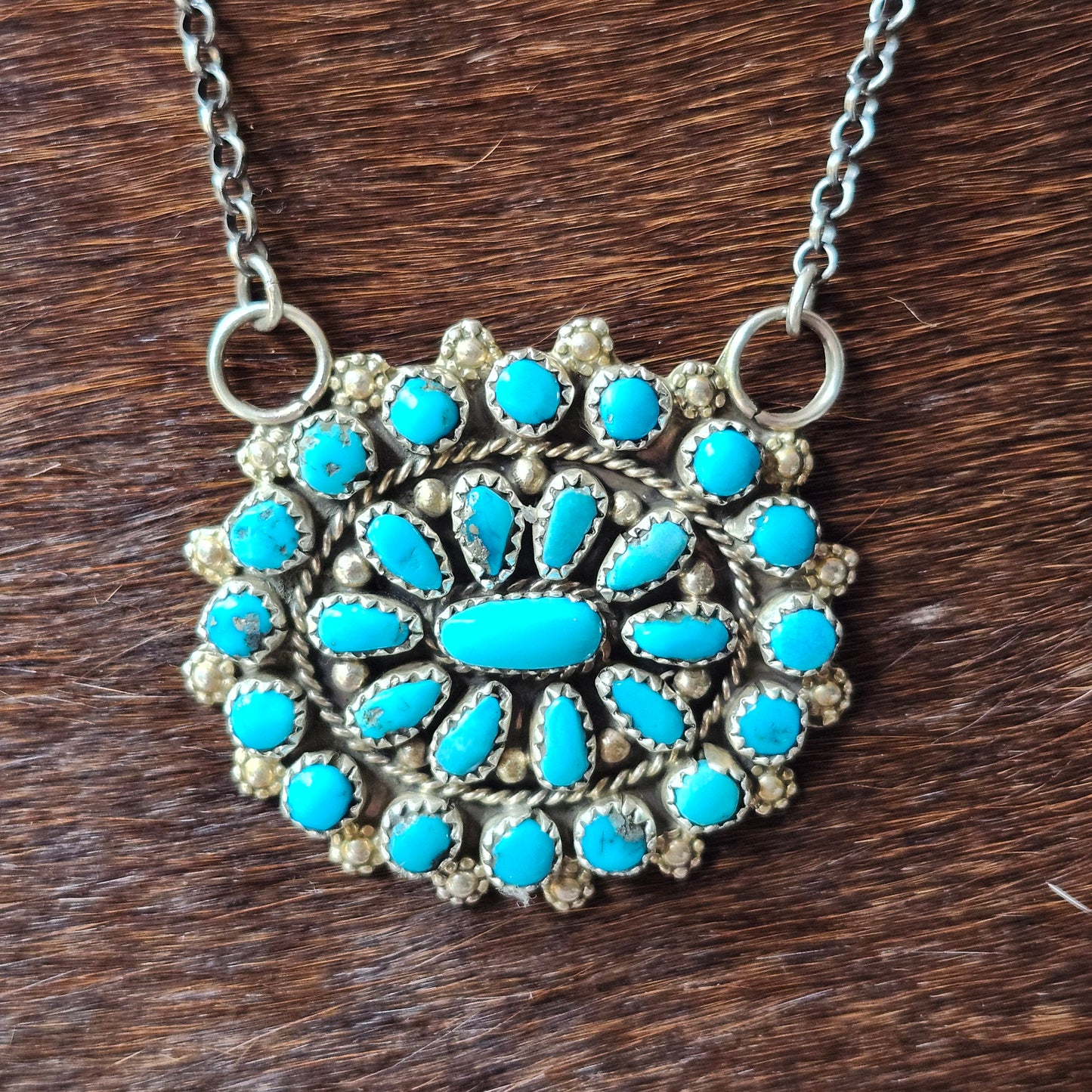 Collier grand cluster turquoise