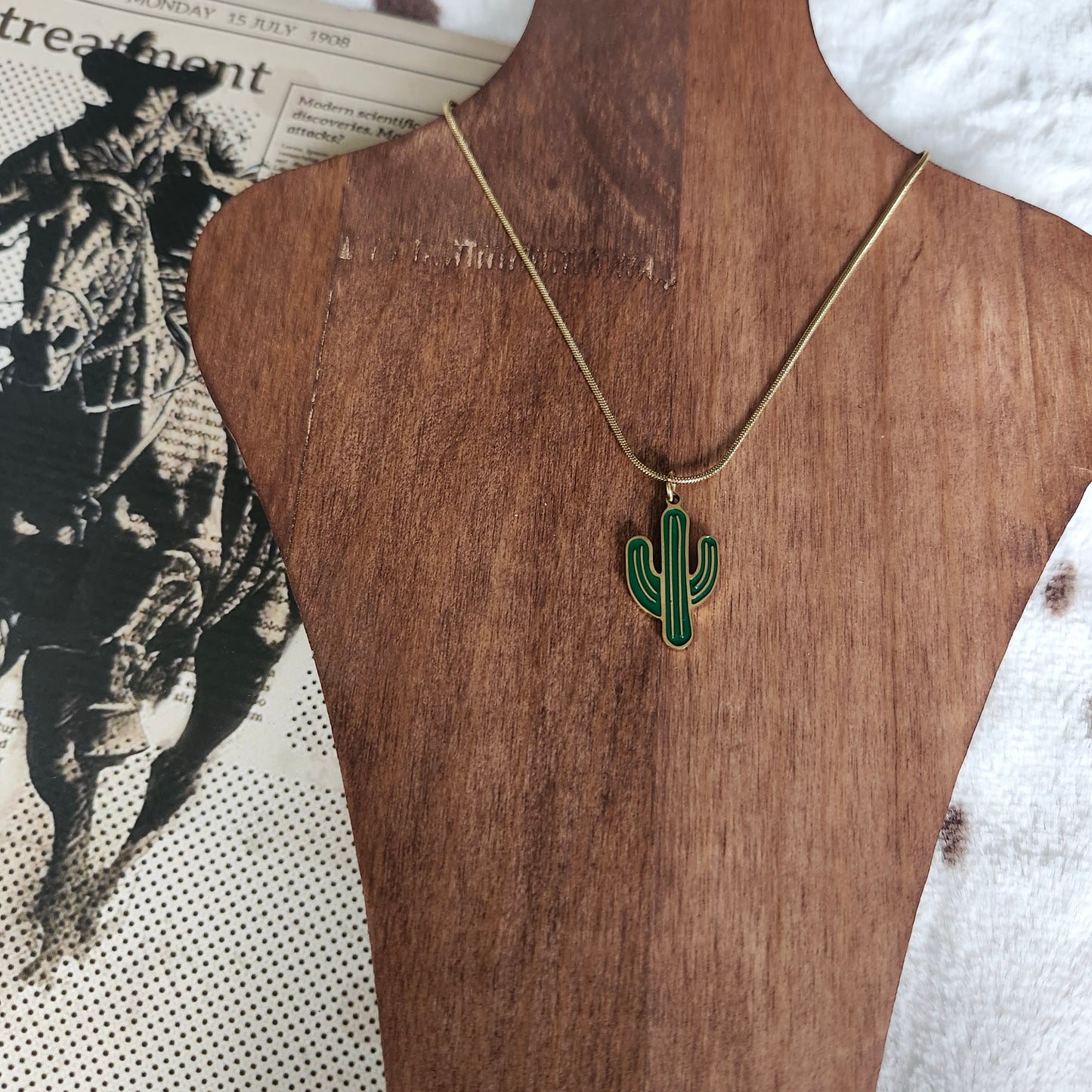 Collier Cactus Doré