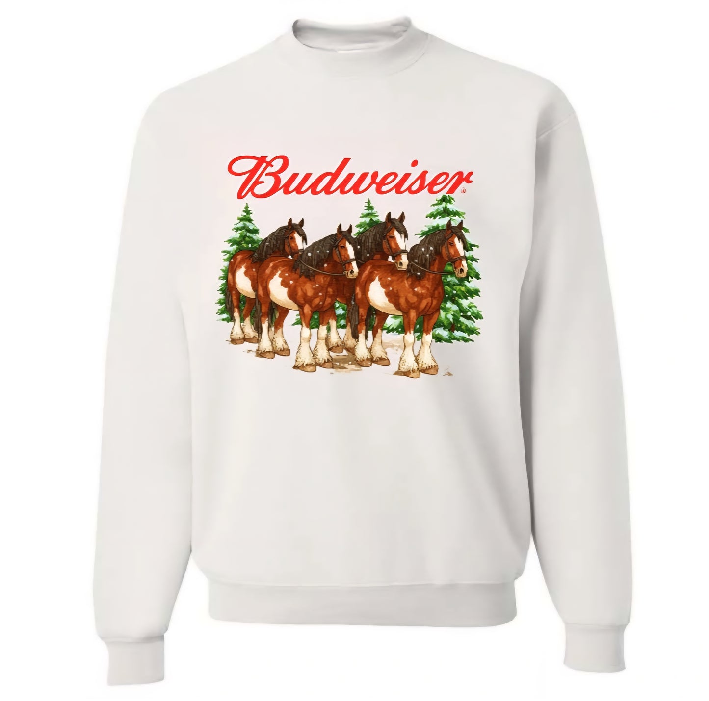 Crewneck Chevaux Budweiser - Blanc