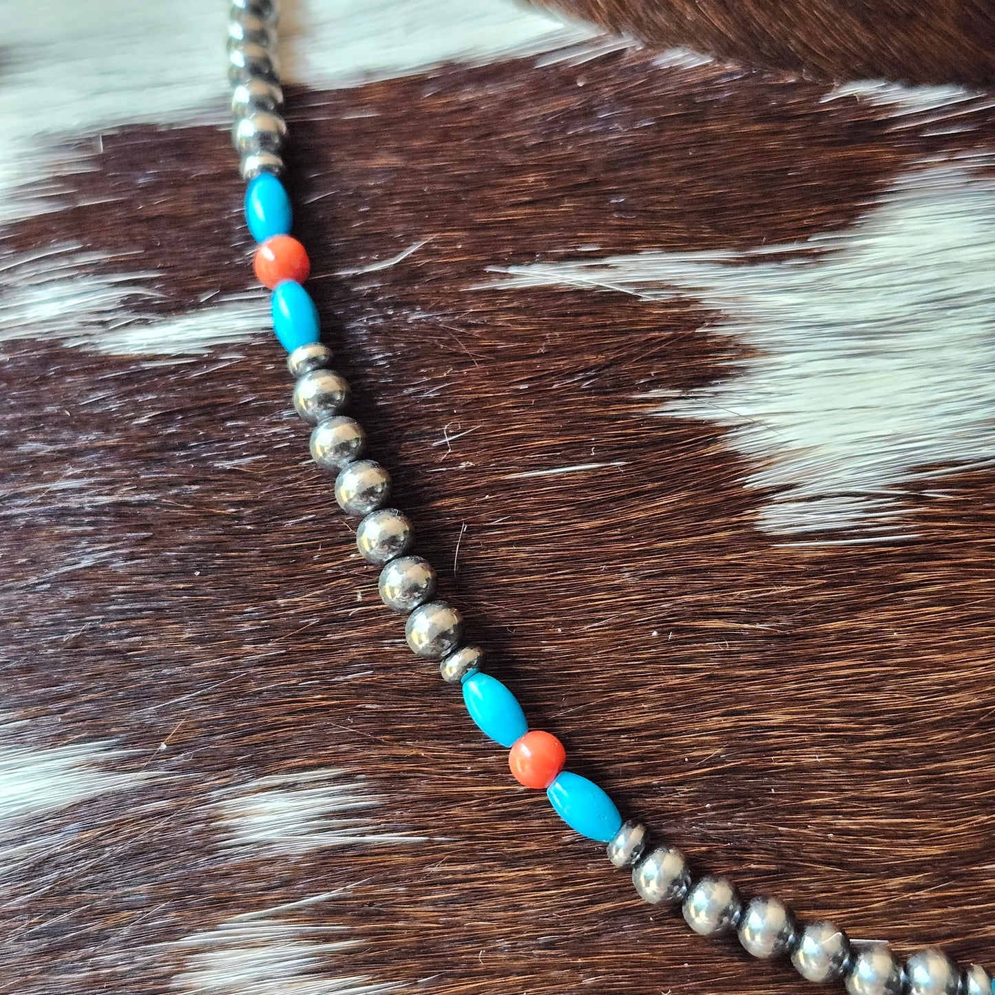Collier perles, turquoise & corail