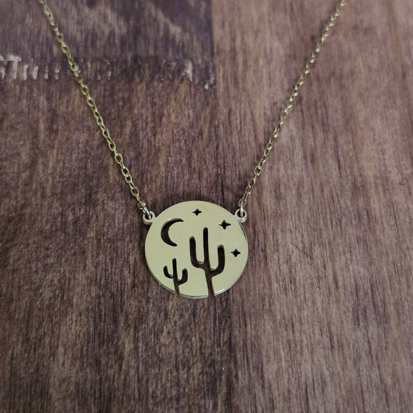 Gold Night Cactus Necklace