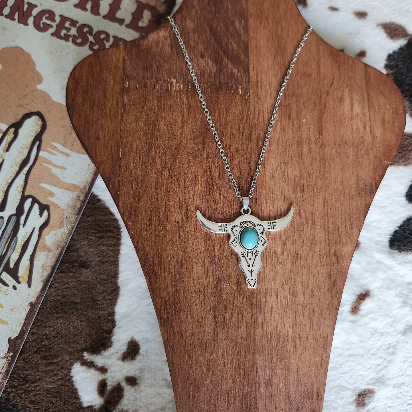 Collier taureau turquoise