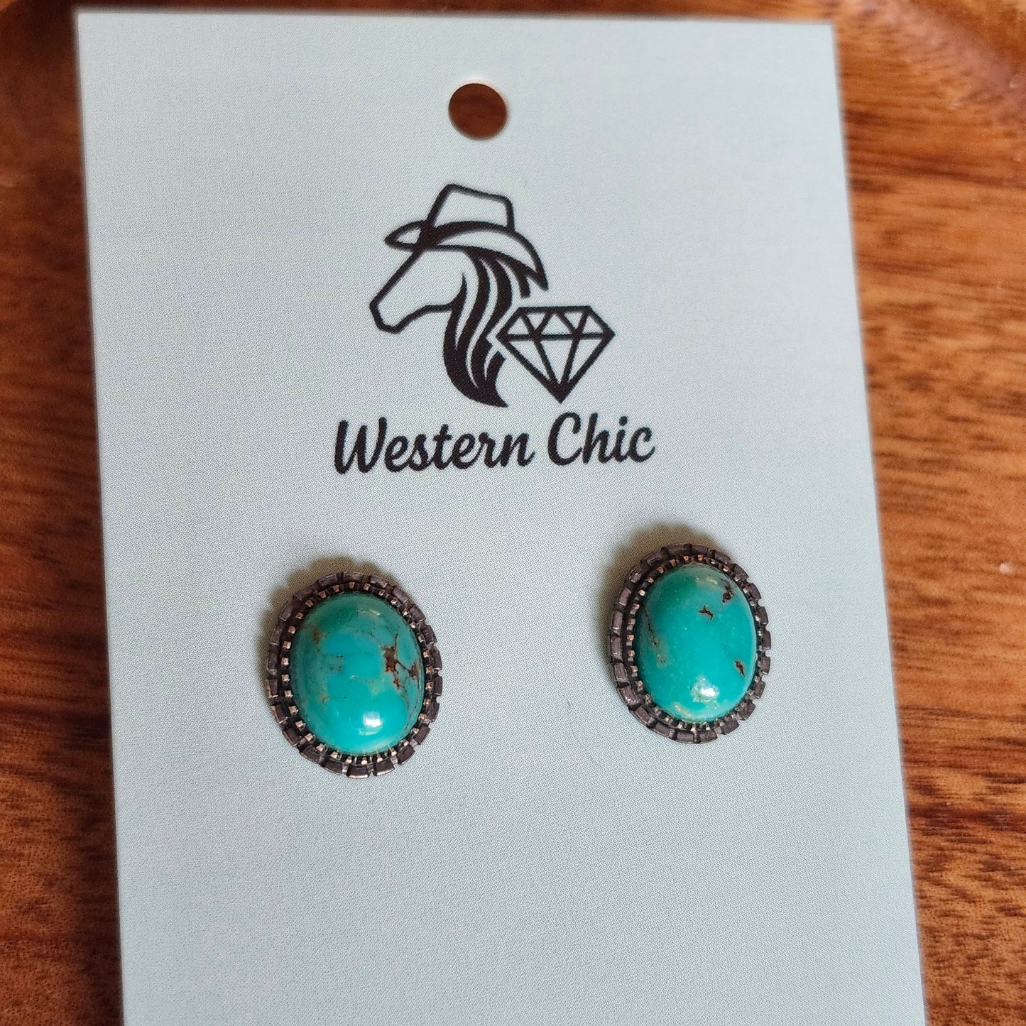 Boucles d'oreille stud ovales - Turquoise