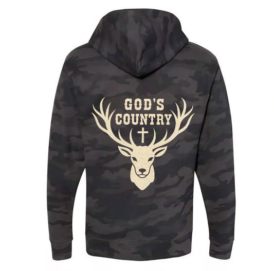 Hoodie God's Country - Camo Gris