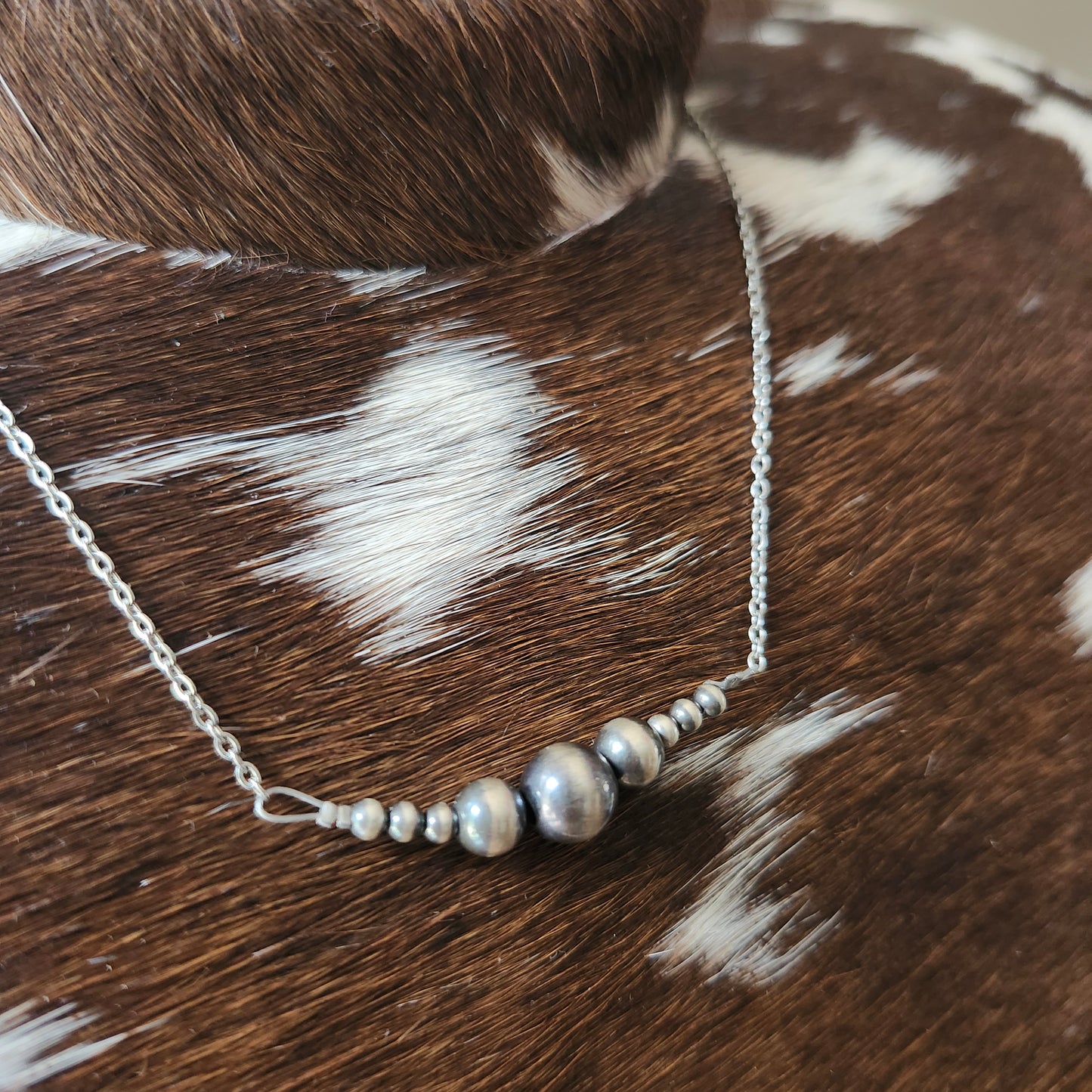 Collier de 16 pouces - perles d'argent sterling de 3 à 8mm