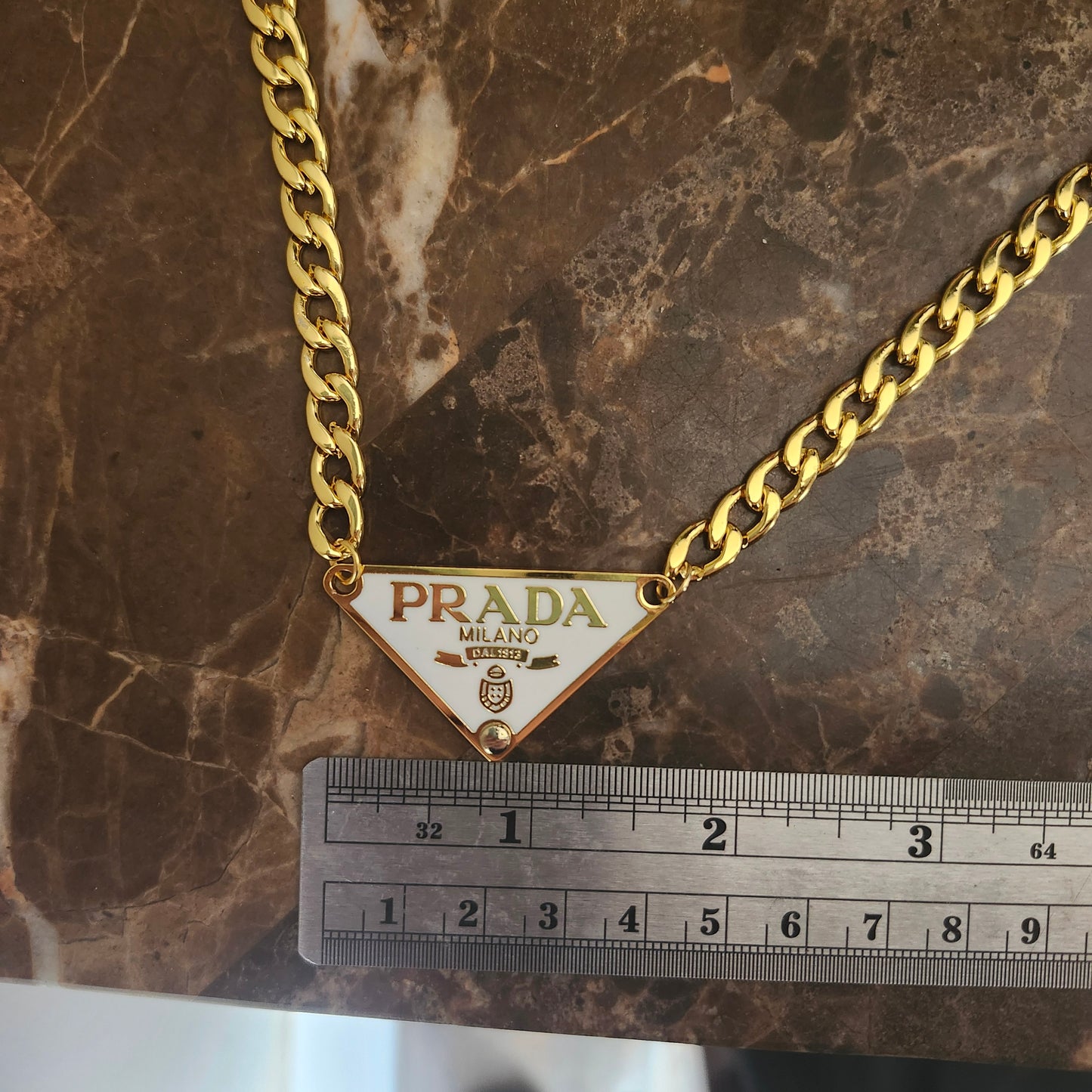 Collier Triangle Blanc & Doré