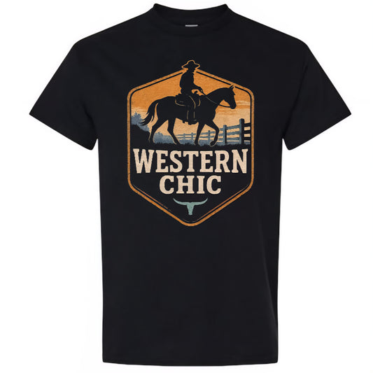 T-shirt - Cowboy à cheval - Noir