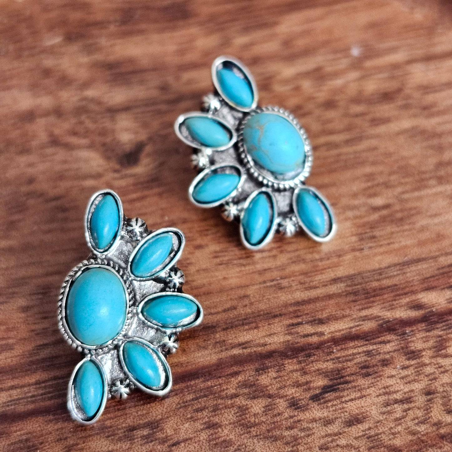 Turquoise Half Clusters - Earrings
