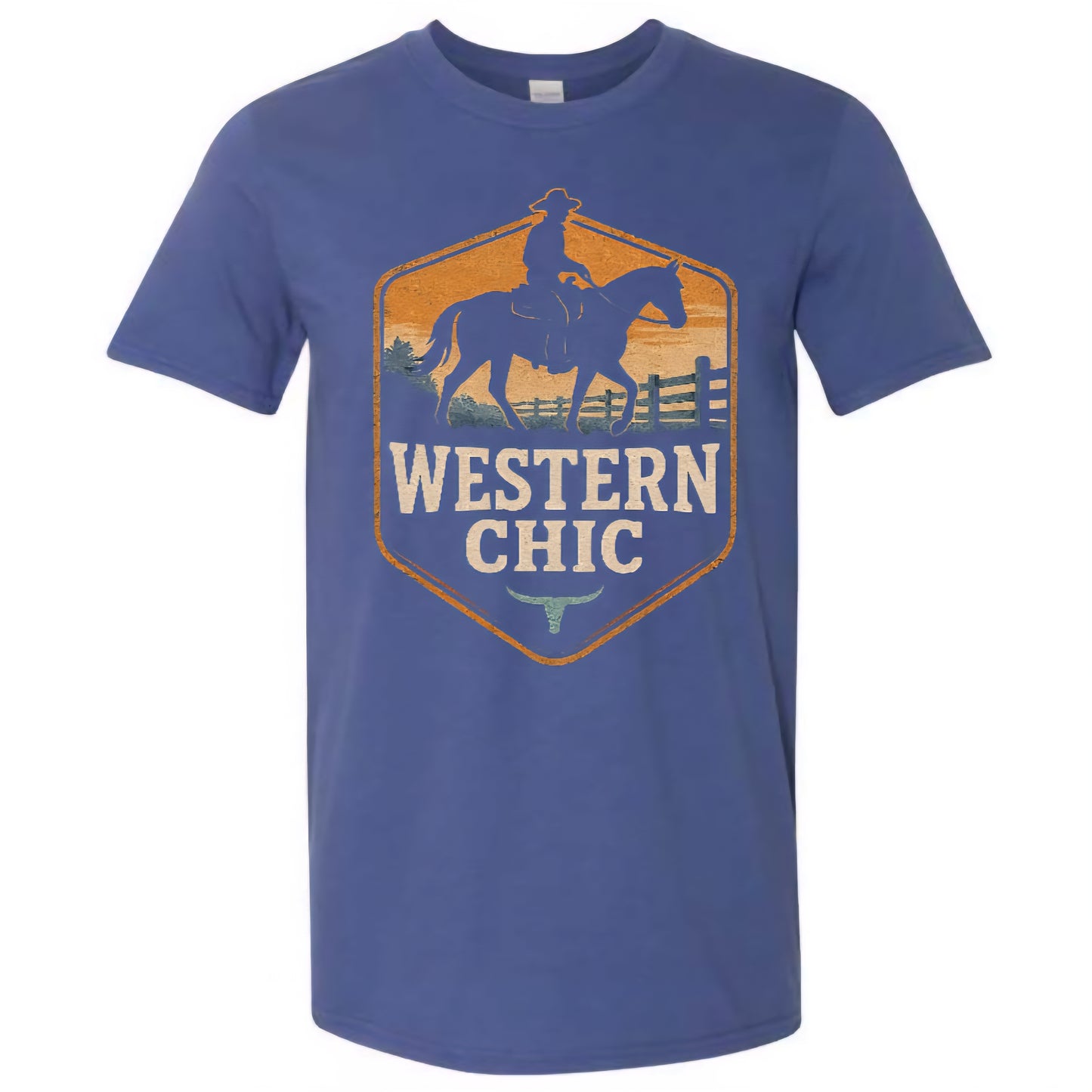 T-shirt - Cowboy à cheval - Bleu