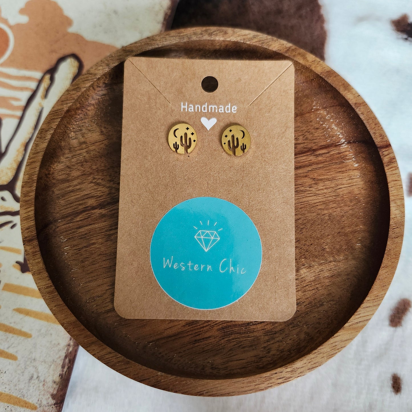 Cactus Nocturne - Gold Earrings