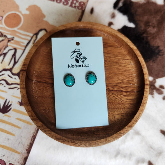 Boucles d'oreille stud ovales - Turquoise