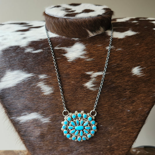 Collier grand cluster turquoise