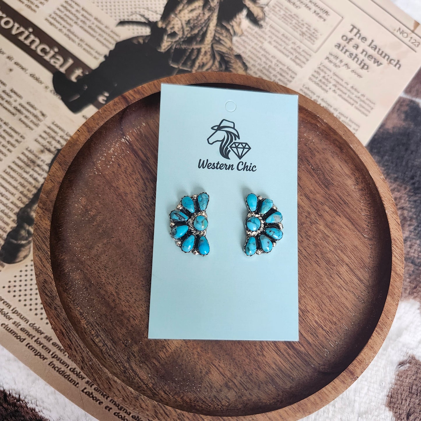 Boucles d'oreille demi-cluster turquoise