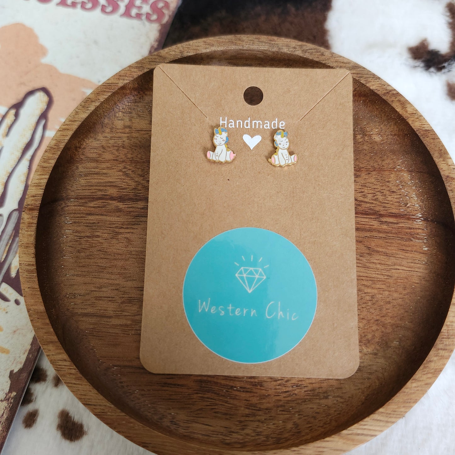 Boucles d'oreille licorne - or