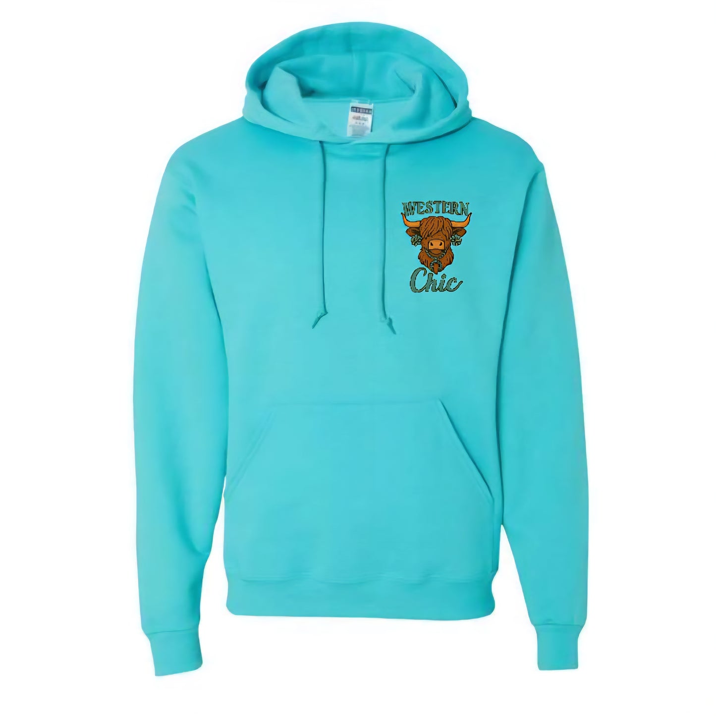 Hoodie Highland Cow turquoise