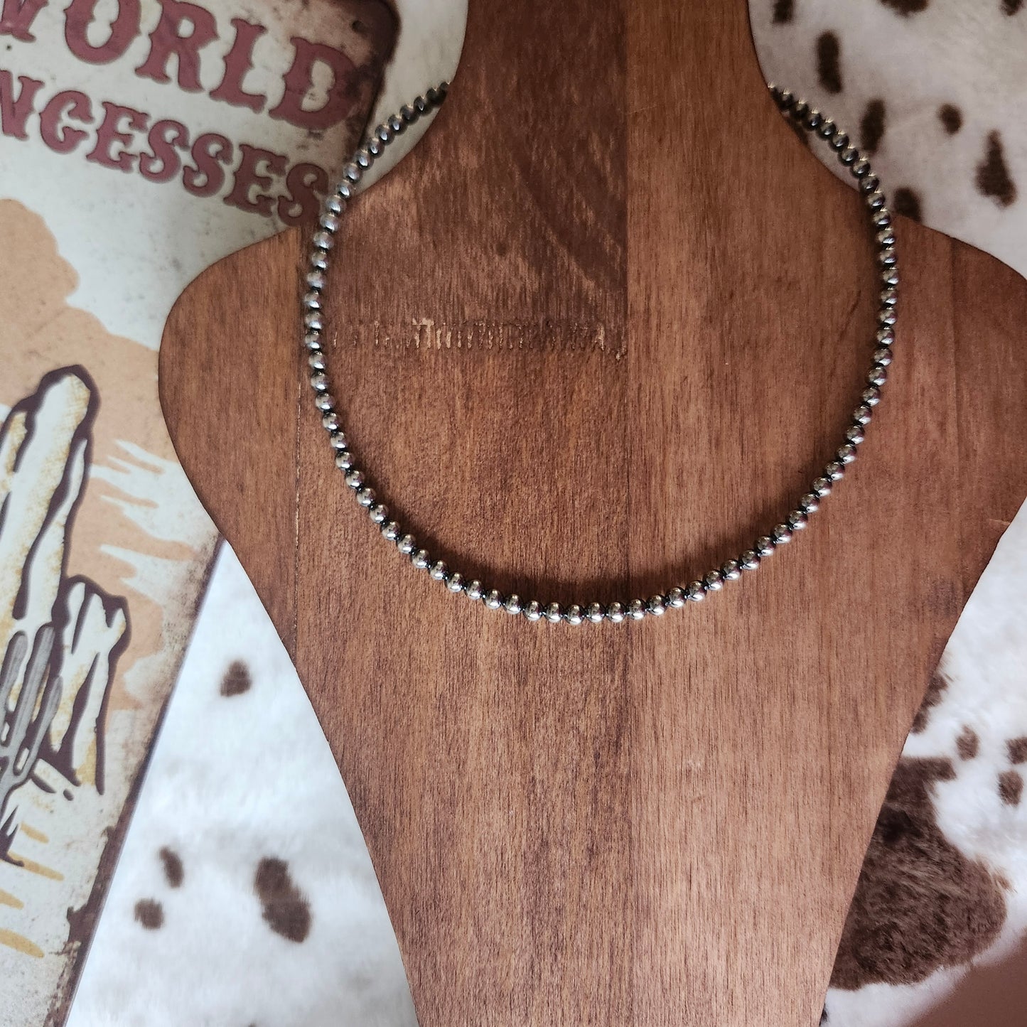 4mm Sterling Silver Beaded Choker Necklace - 14"