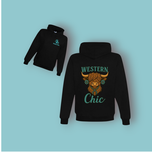 Hoodie Highland Cow noir