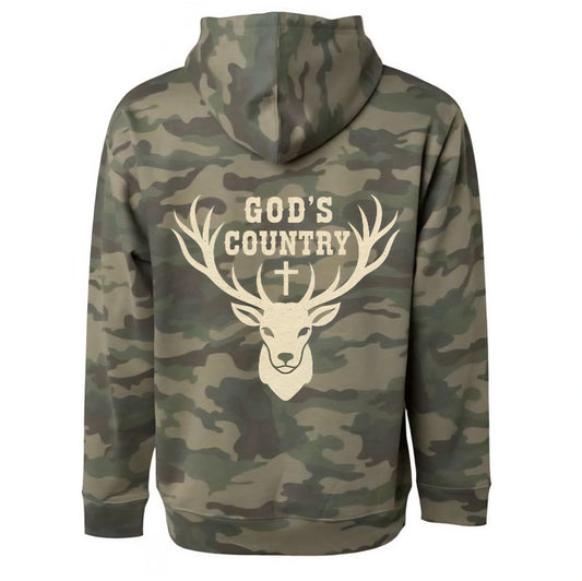 Hoodie God's Country - Camo Vert