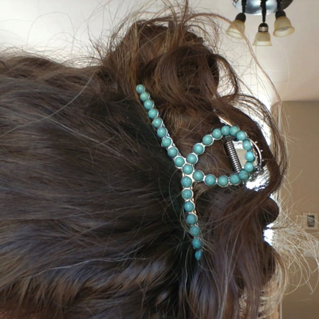 Pince à cheveux turquoise - Large