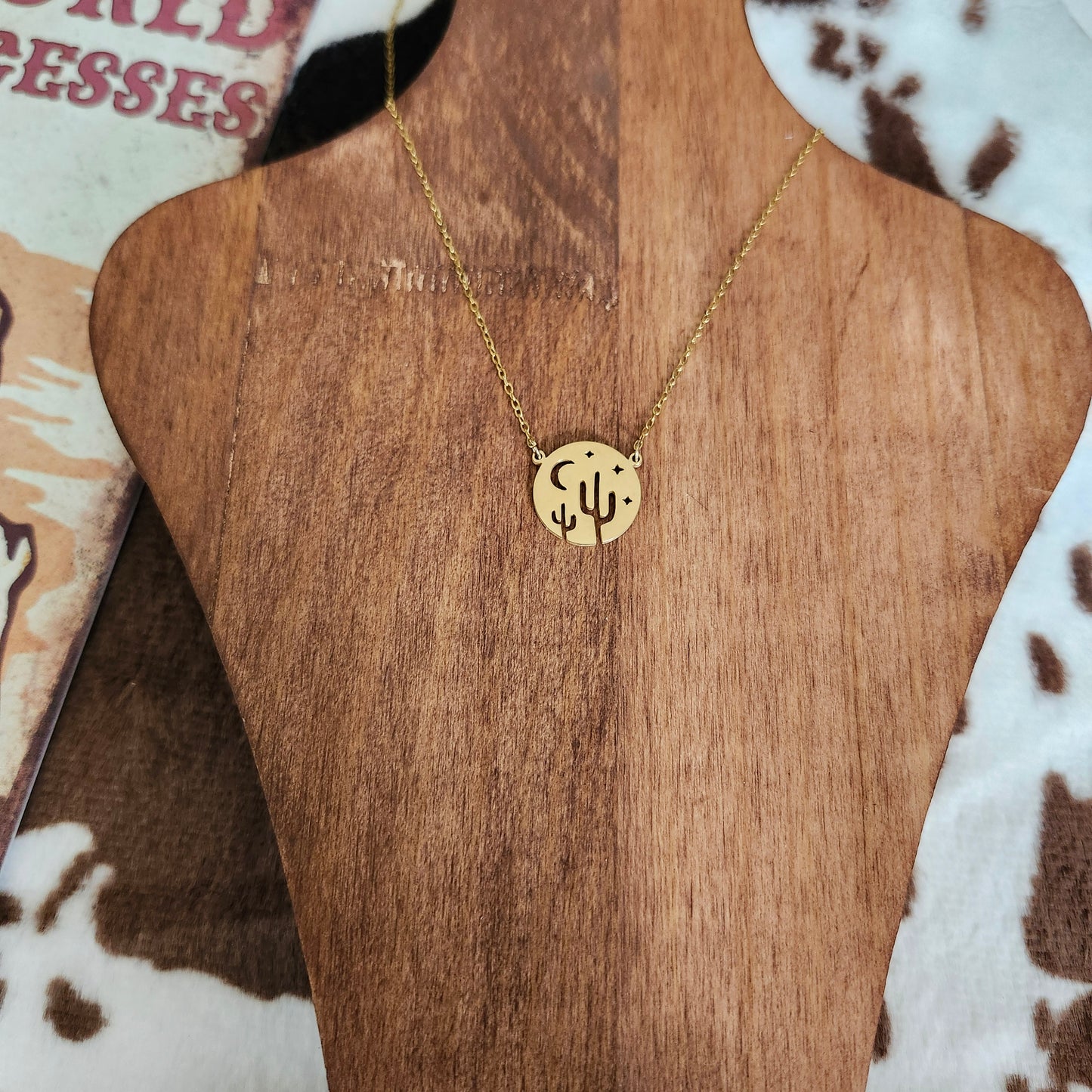 Gold Night Cactus Necklace