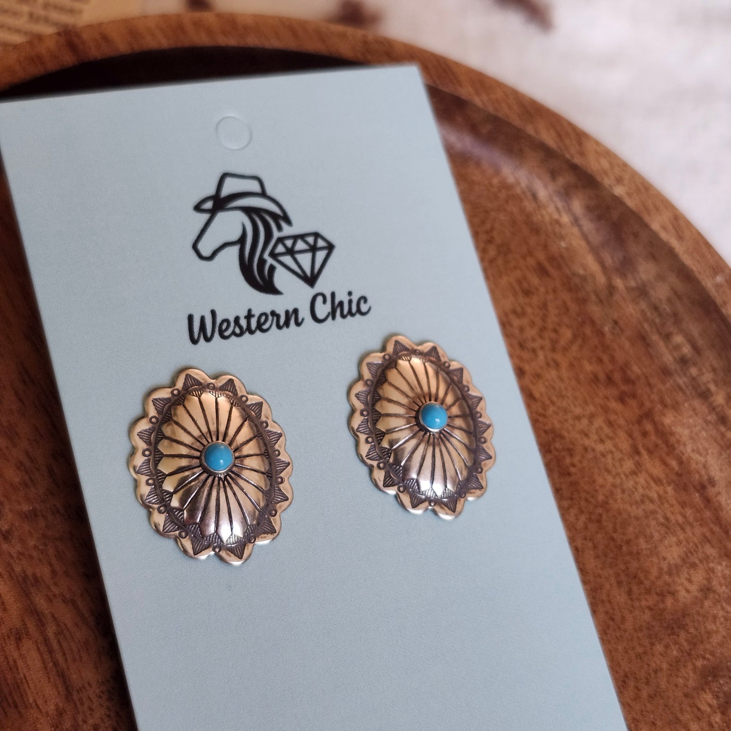 Turquoise Concho Earrings
