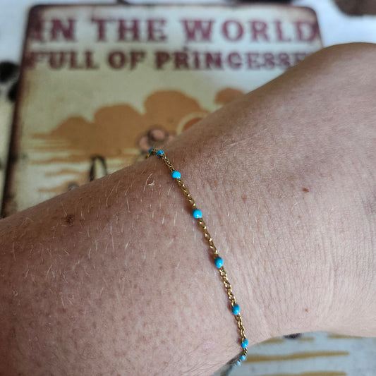 Bracelet minimaliste or et turquoise