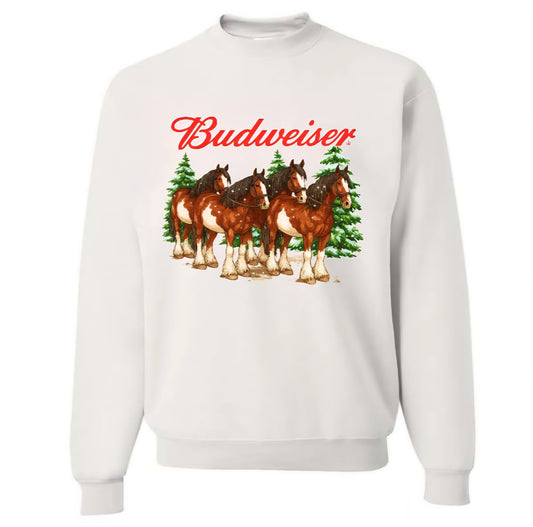Crewneck Chevaux Budweiser - Blanc