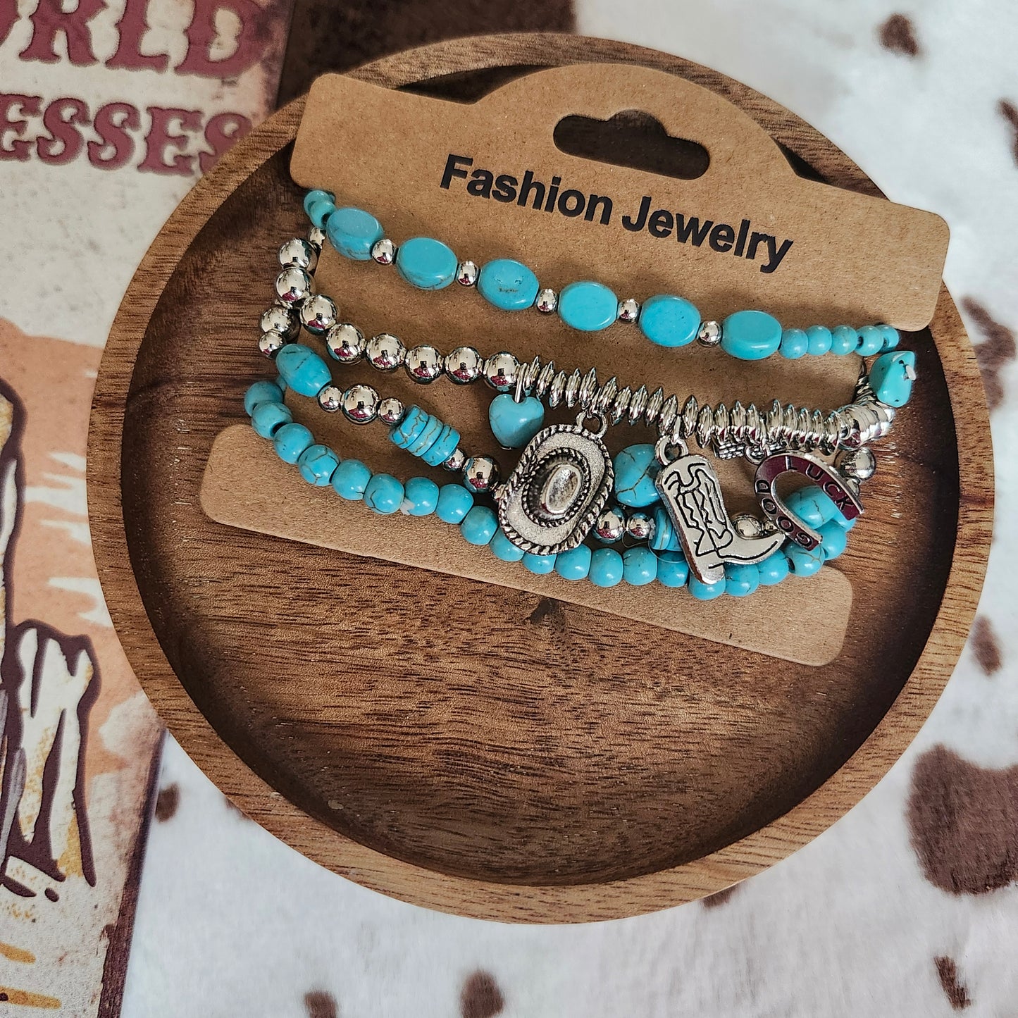 Pearl and turquoise bracelet set