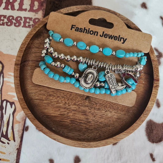 Pearl and turquoise bracelet set