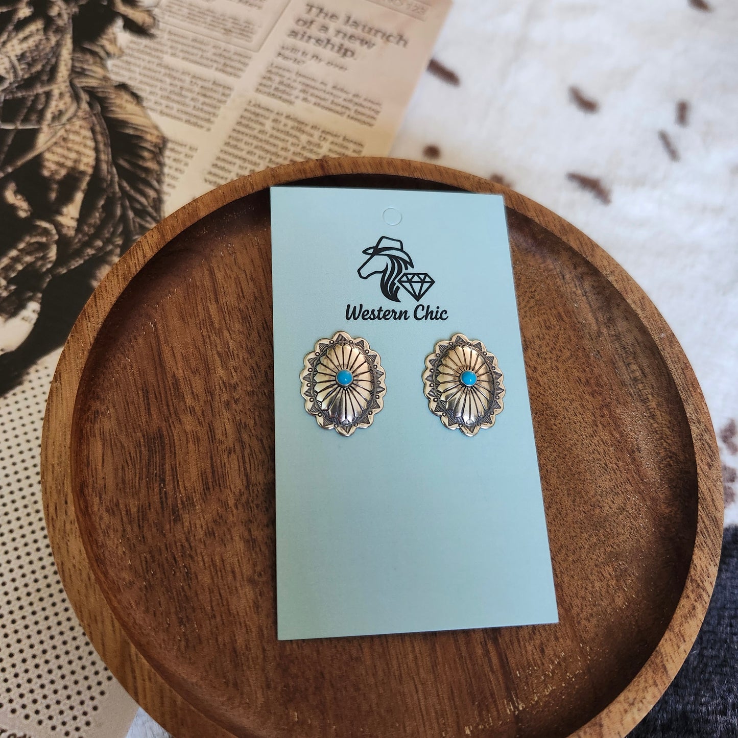 Turquoise Concho Earrings