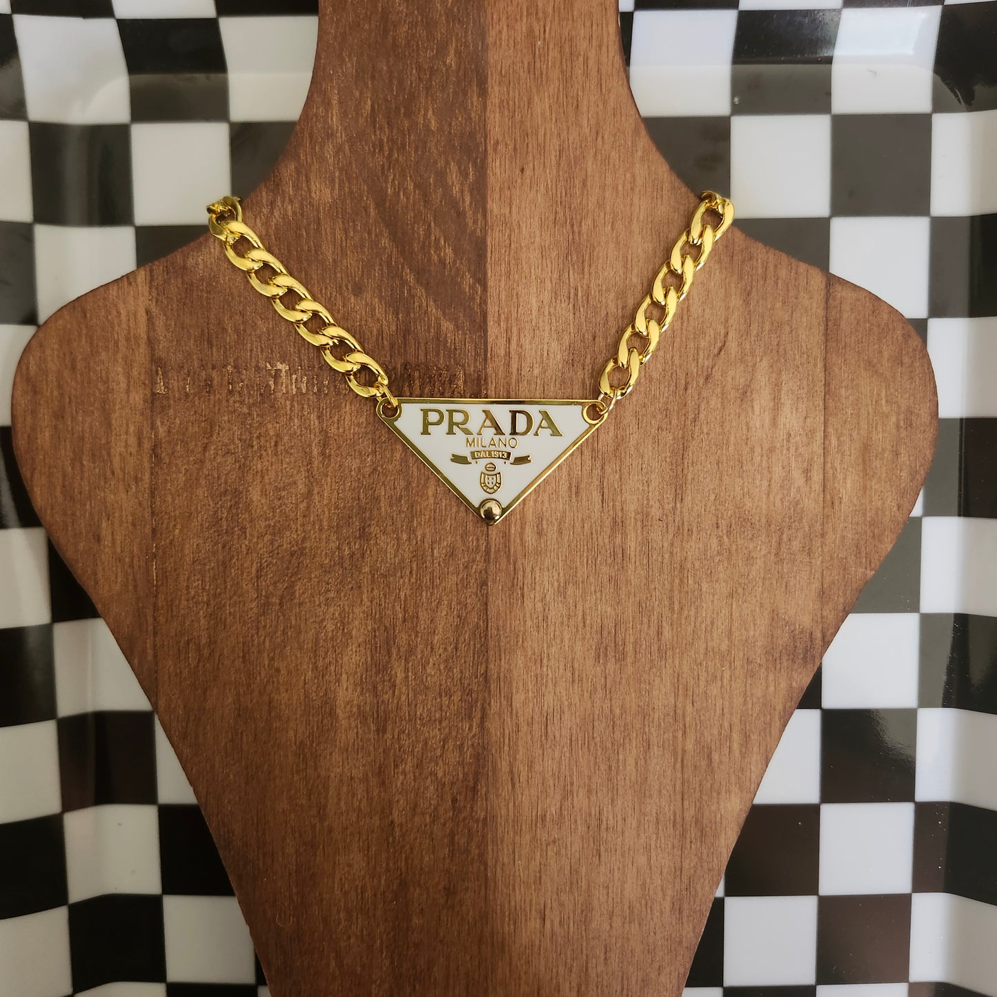 Collier Triangle Blanc & Doré