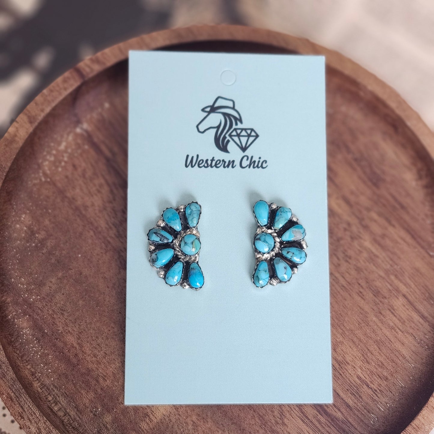 Boucles d'oreille demi-cluster turquoise