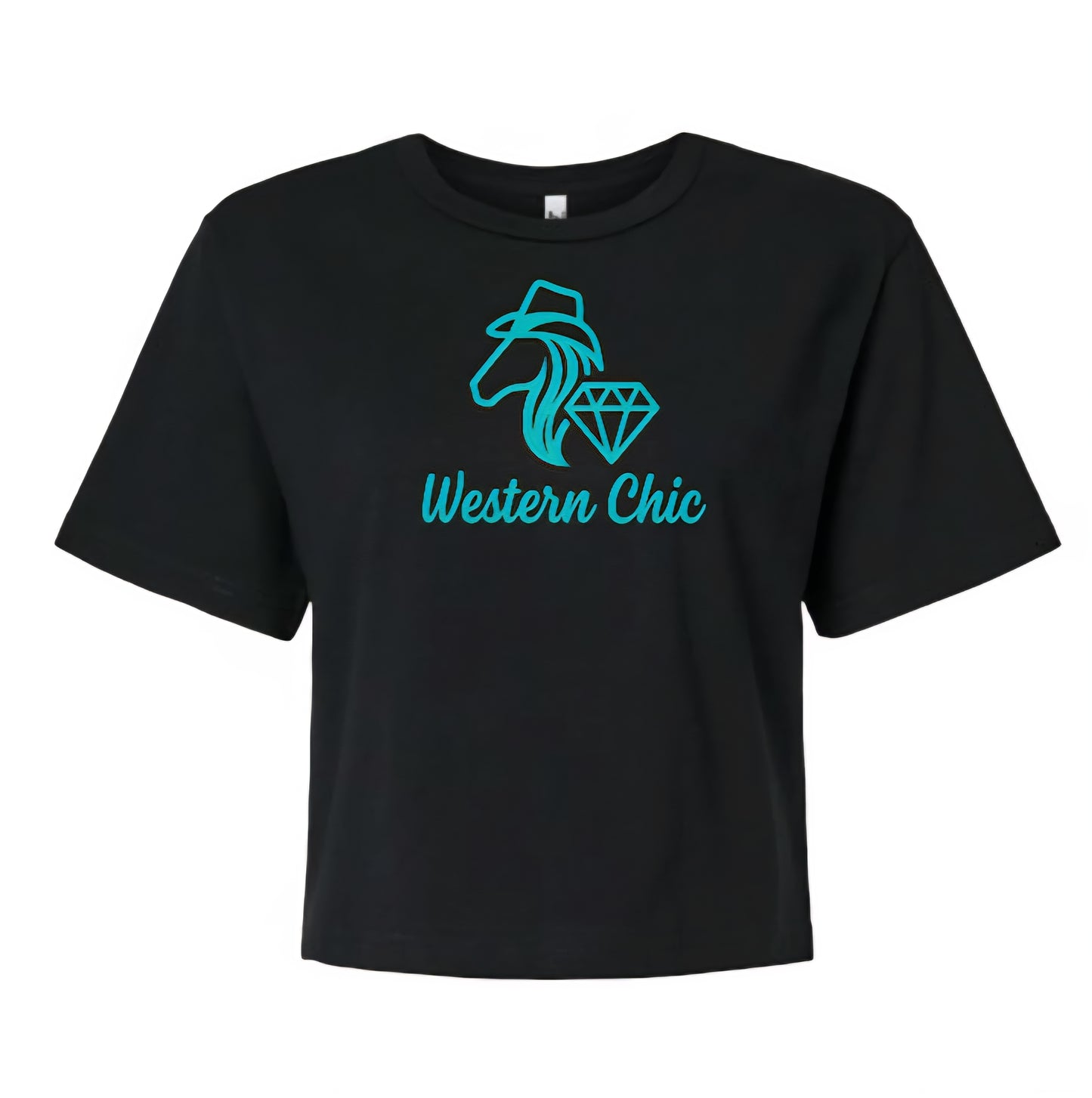 T-shirt Cropped Top - Logo Original Turquoise